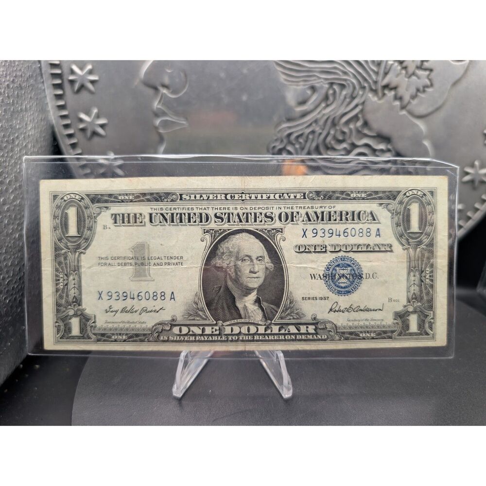 1957 $1 Silver Certificate • Blue Seal • X93946088A • Clean Circulated